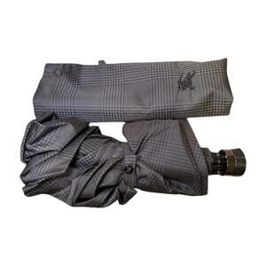 Burberry Compact Foldable Gray Checkered Umbrella with Carry Sleeve
